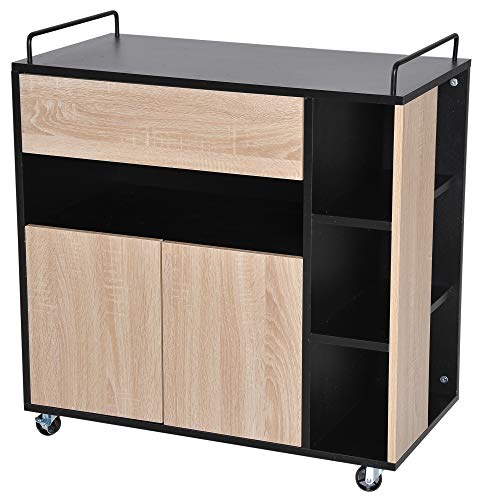 HOMCOM Carrello da cucina con 1 cassetto, 1 armadio, 3 ripiani