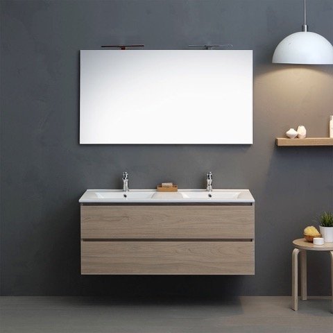 MOBILE BAGNO 120 CM CON DUE CASSETTI E DOPPIO LAVABO, BERLIN