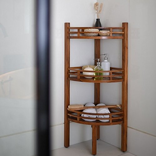 Mensola da bagno in legno di teak massiccio 107 x 37 x 37 cm