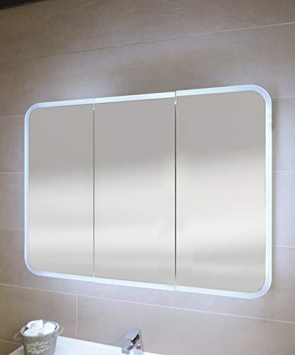 Specchiera specchio bagno pensile contenitore 3 ante, fascia led